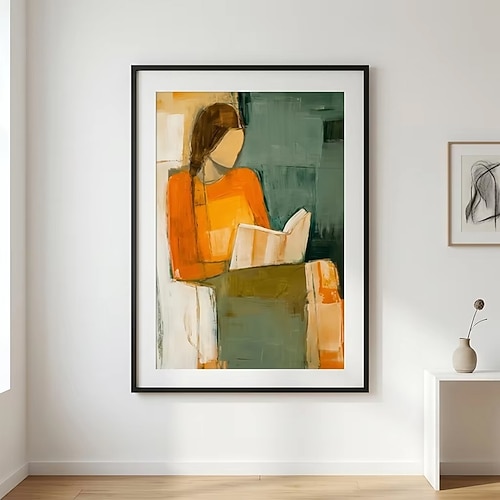 Mintura, handgefertigte Ölgemälde von Mädchen auf Leinwand, moderne abstrakte Figurenbilder für Zuhause und Hotel, gerollt, rahmenlos, ungespannt. Image
