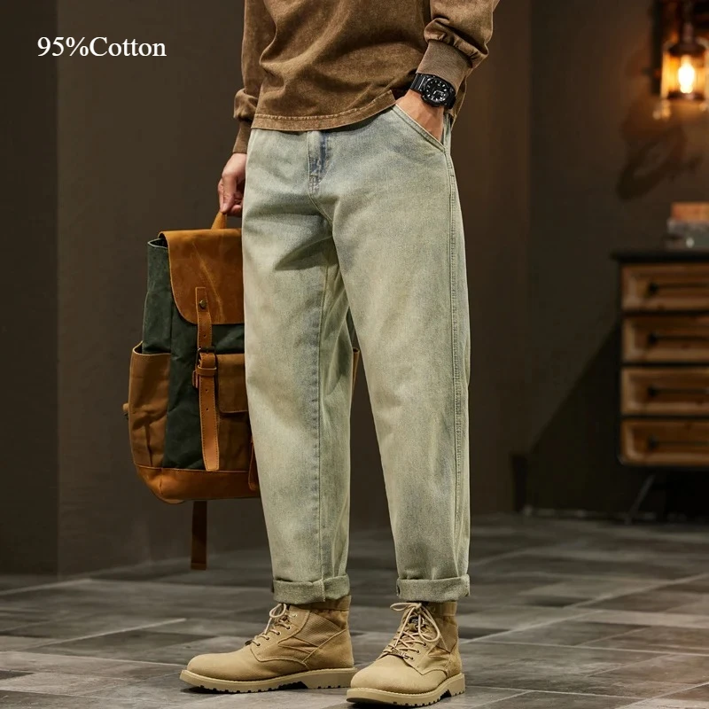 Herren-Jeans aus 95% Baumwolle, Hochwertige Loose-Fit Haremshose, Modische Baggy Freizeithose für Outdoor und Arbeit, Marken-Herrenkleidung Image