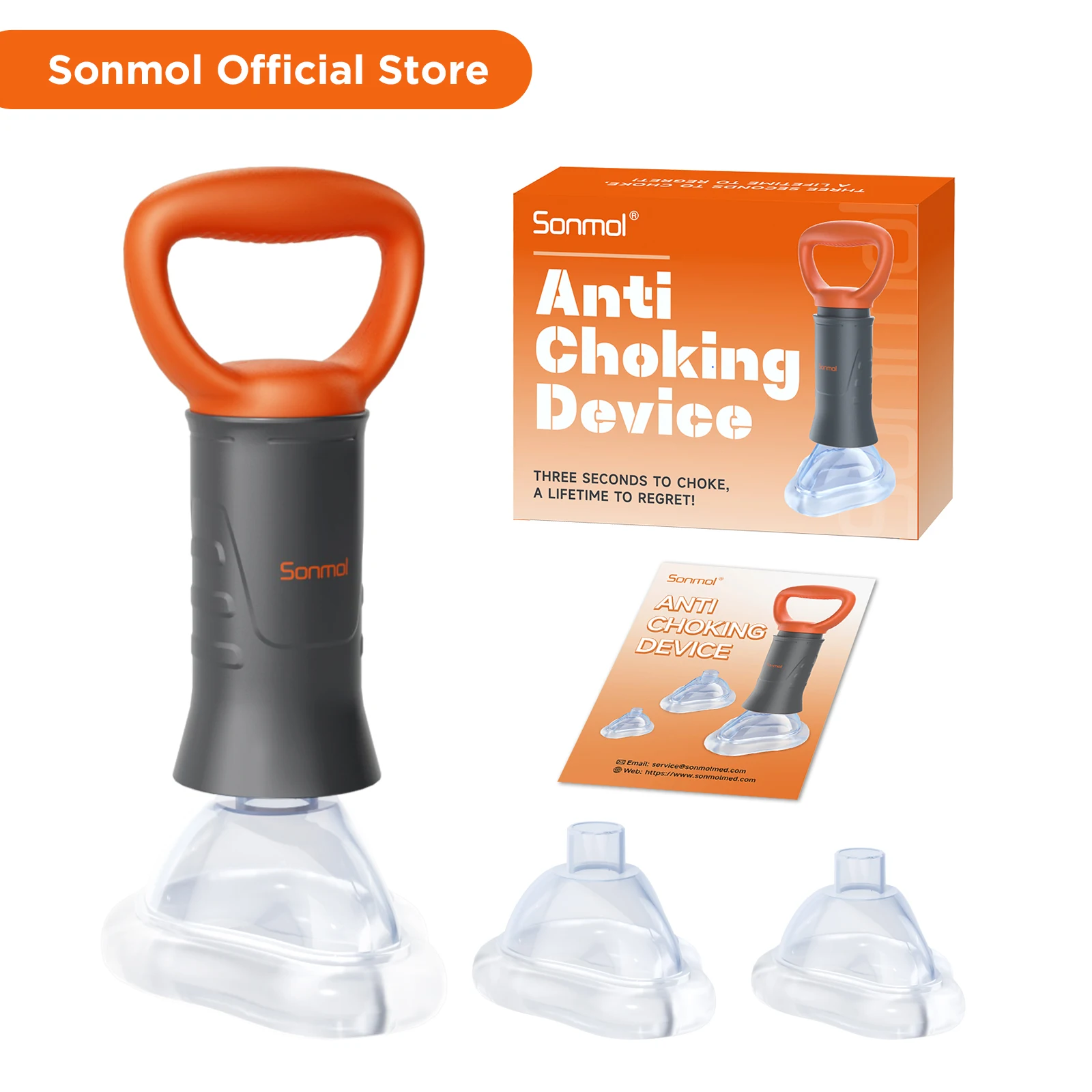 Sonmol Erstickungsrettungsgerät mit 3 Masken, Tragbares Anti-Erstickungsgerät für Notfälle, Heimlich-Manöver-Gerät für Zuhause Image
