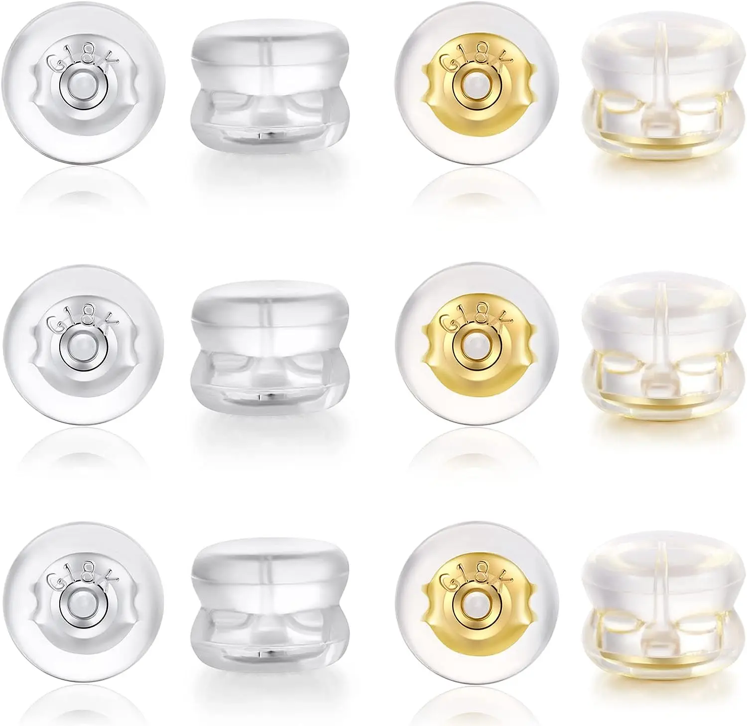 Edler Schmuck Zubehör Ergebnisse Silikon au750 18 Karat Gold Ohr stecker Ohr stecker Stopper Image