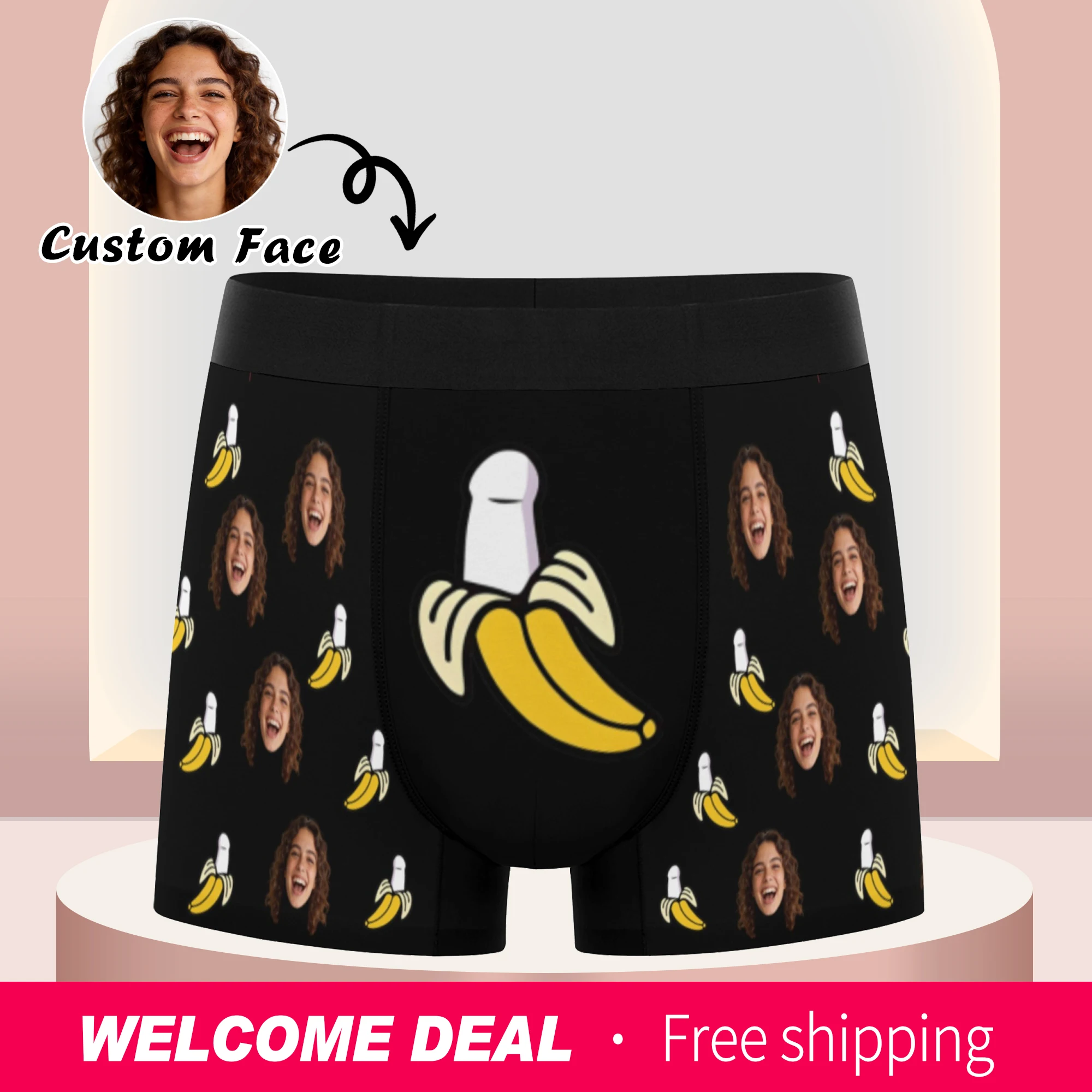 Personnalisation de photos du visage, personnalisation de sous-vêtements plats, cadeau de la Saint-Valentin pour homme, cadeau pour mari, cadeau pour père