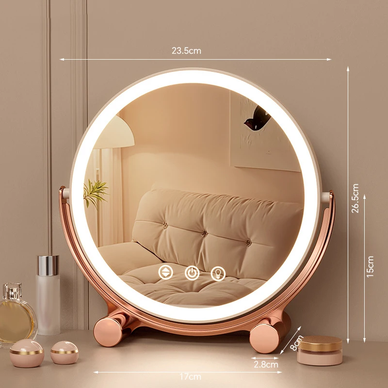 Desktop LED Make-Up Spiegel Drei Farbe Licht Haushalt Schlafzimmer Eitelkeit Spiegel Intelligente Steuerung Kosmetik Spiegel Typ-c Aufladen