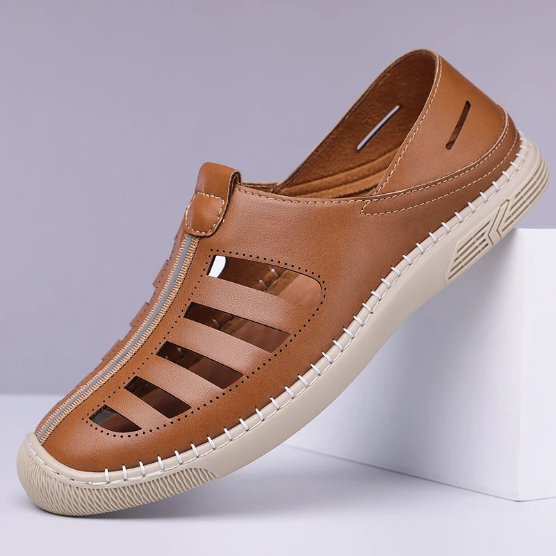 Neue Sommer Echtleder Römische Herrensandalen Business Casual Schuhe Outdoor Strand Watschuhe Herrenschuhe Große Größen 38-48