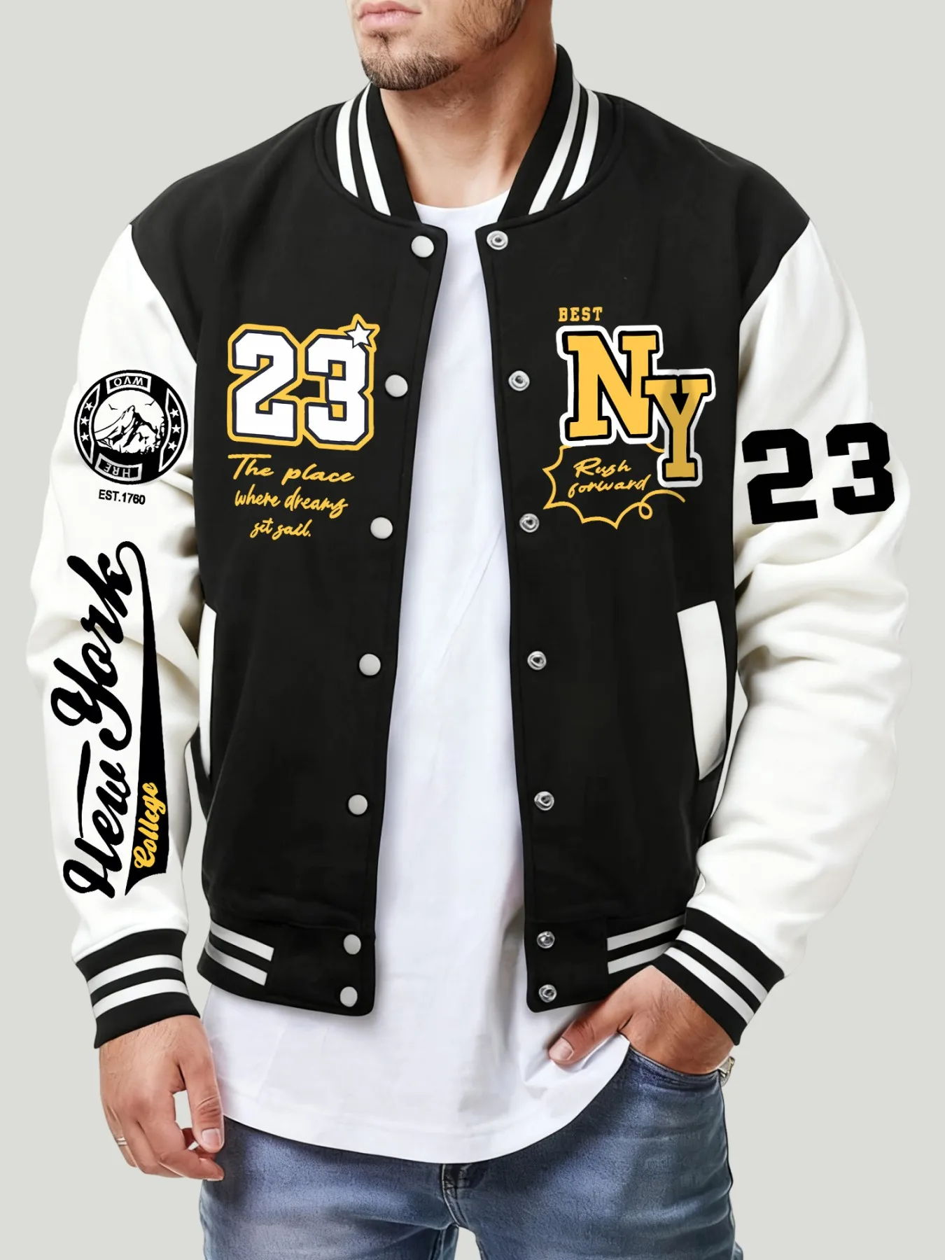 New York Kunst Brief 23. Drucke Jacken Männer Casual Tasche Baseball Mantel Mode Lose Top Herbst Hip Hop Streetwear Unisex Kleidung