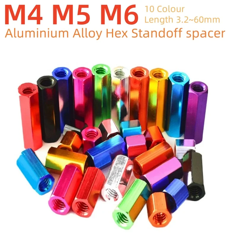 M4 M5 M6 Aluminiumlegierung Sechskant-Abstandshalter Sechskantbolzen Schraubenmutter Innengewinde-Distanzhülse Doppeldurchgangs-Sechskantsäulen Image