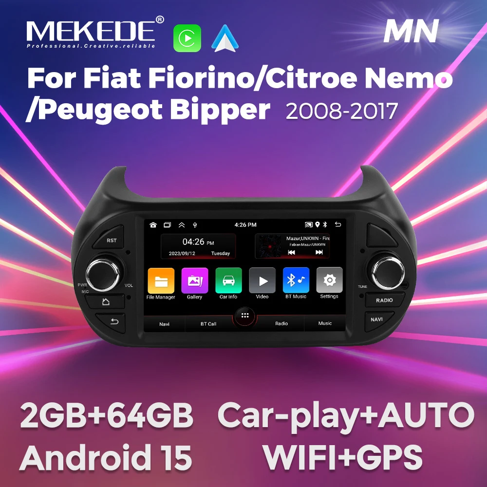 7-Zoll-Android-Autoradio für Fiat Fiorino Qubo Citroen Nemo Peugeot Bipper 2008-2017 GPS-Navigation Multimedia-Player 2Din-Haupteinheit Image
