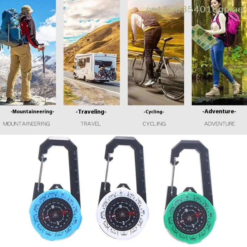 (Sommer4) 1 Stück leuchtender Kompass-Schlüsselanhänger, Karabiner, tragbar, ABS-Material, Richtungsleitfaden, Sport, Off-Road, zum Wandern, Camping Image