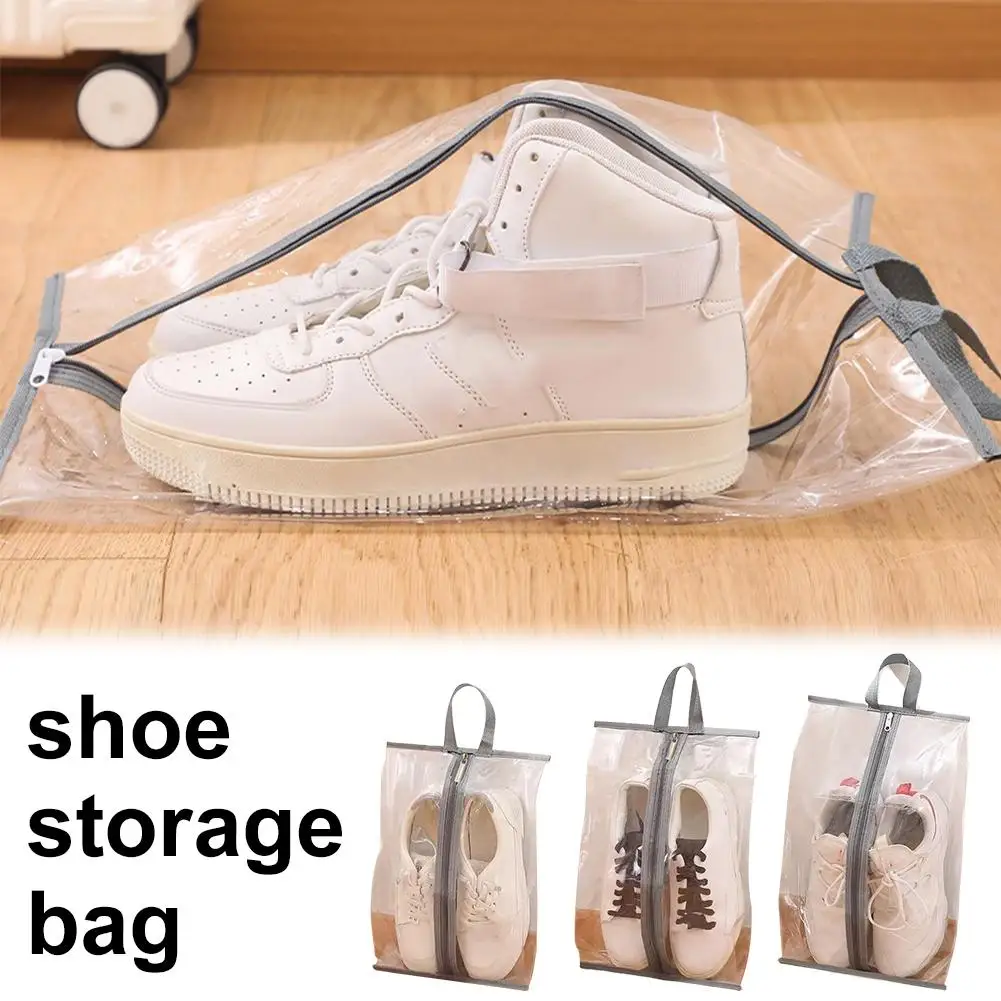 Transparente PVC-Schuhaufbewahrungstasche mit Reißverschluss, wasserdichter, staubdichter Schuh-Organizer für Reisen und Zuhause, Größen S/M/L erhältlich.