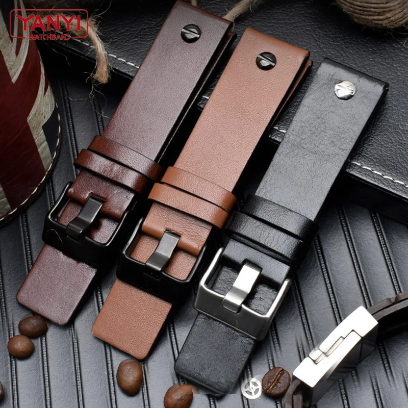 Echtes leder armband armband 22 24 26 28 30mm uhr strap mit nieten für diesel DZ7406 DZT2009 DZ7413 DZ7257 uhr band