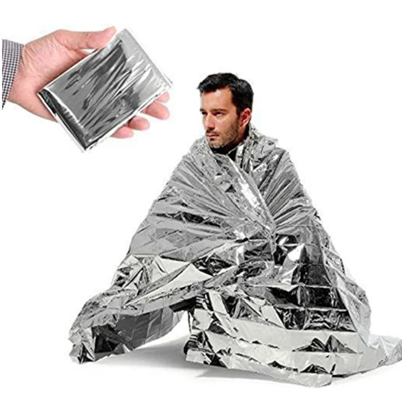 Notfalldecke Mylar Thermische Outdoor-Überlebensausrüstung Erste-Hilfe-Set Rettungs-Rettungsfolie Camping Wandern Bergsteigen Notfallbeutel Wärmerückhaltend Image