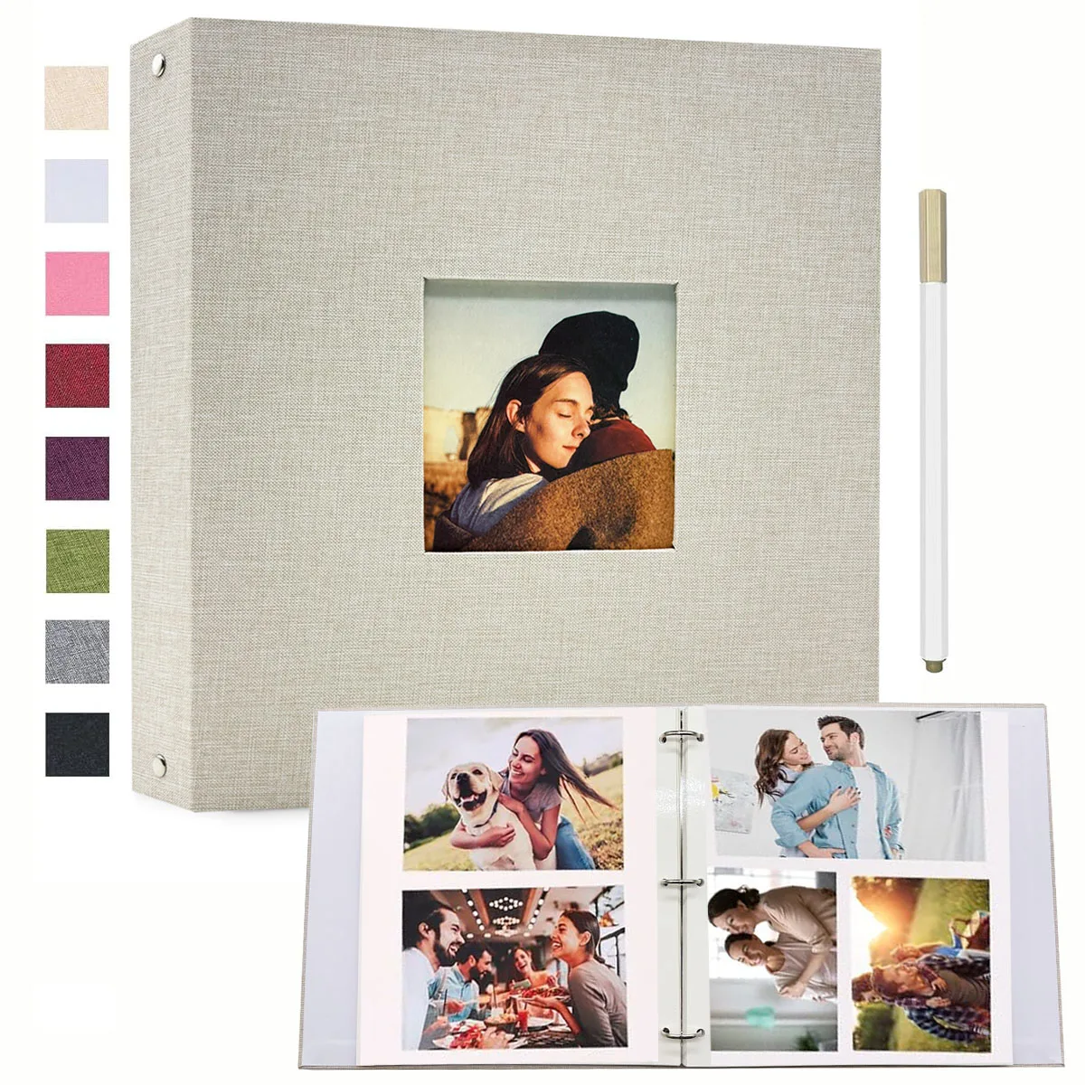 1-Leinen-Album, 3-Ring-Scrapbook-Album, fasst 8 x 10, 5 x 7, 4 x 6 Fotos, DIY-Album, perfektes Geschenk für Familienhochzeiten und Abenteuer Image