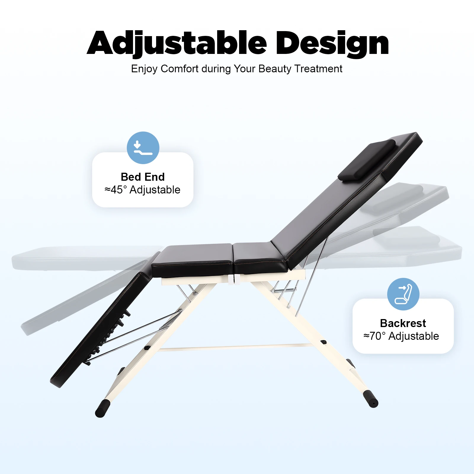 Foldable Massage Table Portable Spa Beauty Bed Adjustable Salon Beauty Recline for Hospitals Beauty Salons Spa Centers Clinics