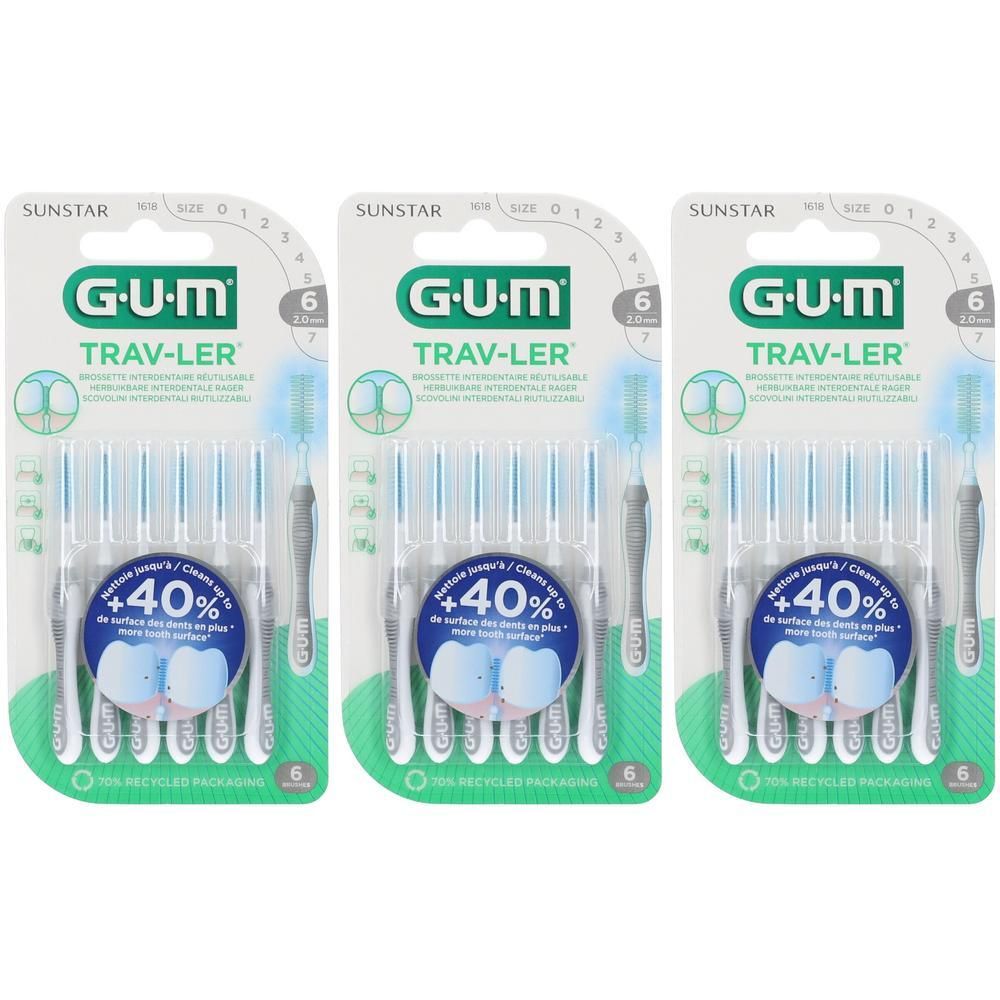 Gum® Trav-ler Scovolino 2,0 mm ISO 6 3x6 pz Spazzolino da denti