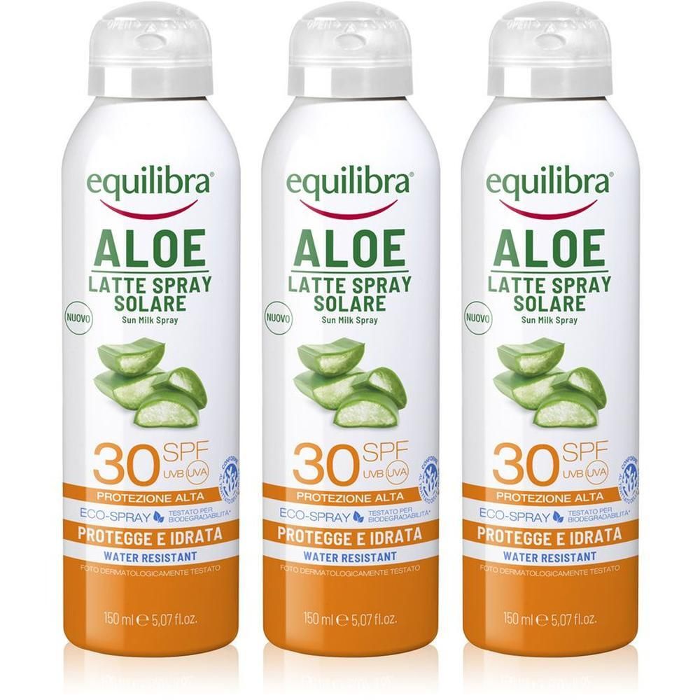 Equilibra® Aloe Latte Spray Solare SPF 30 3x150 ml