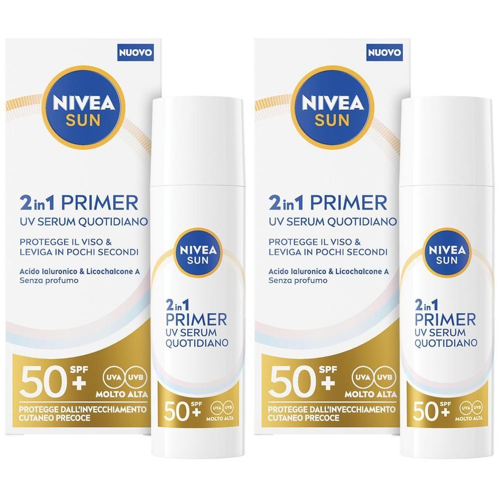 Nivea Sun 2in1 Primer UV Serum Quotidiano SPF50+ 30 ml, Siero viso con