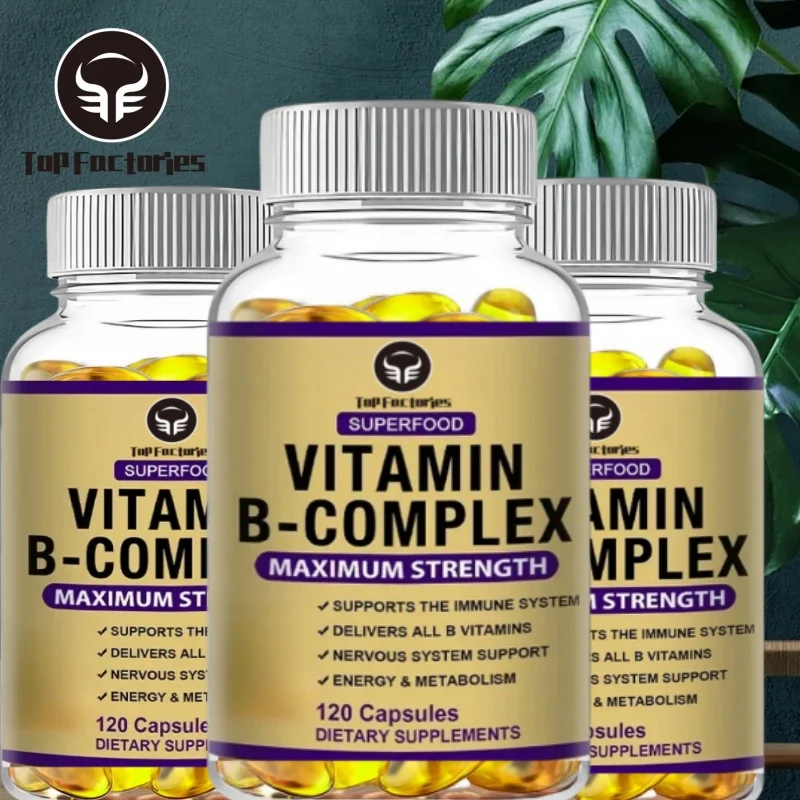 Tägliche Vitamin-B-Komplex-Kapseln – Nahrungsergänzungsmittel für männliche und weibliche Vitamin-B – unterstützt neurologische Gesundheit und kognitive Funktion Image