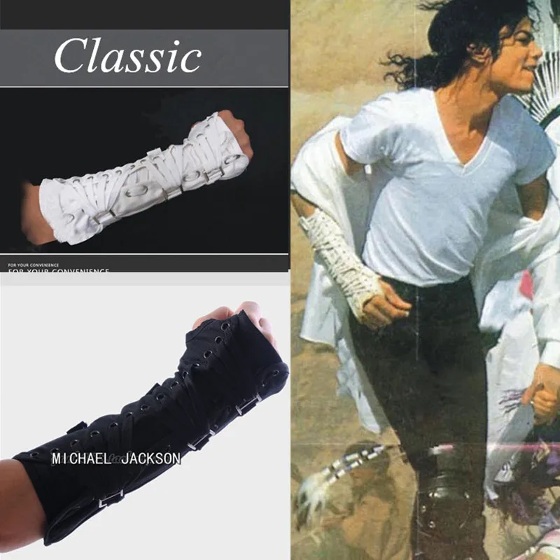 Seltene Michael Jackson Punk Armbrace BAD Jam Schwarz Weiß Baumwollhandschuh für Fans Punk für Performance Party Show Imitation