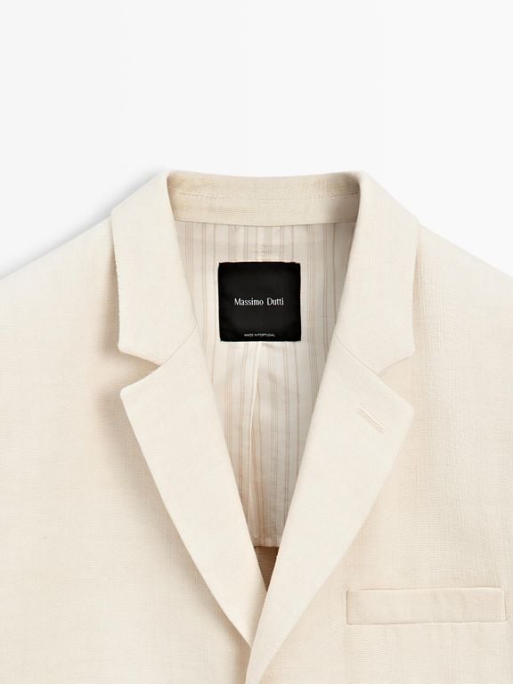 Linen Blend Suit Blazer - White - MASSIMO DUTTI Jackets