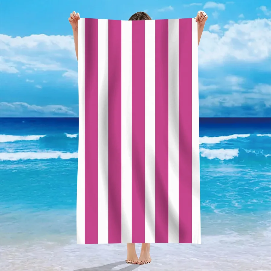 Helles, mehrfarbig gestreiftes Strandtuch, leichtes, saugfähiges Handtuch für Männer und Frauen, für Sommerurlaub, Strand, Pool, Fitness, Camping Image