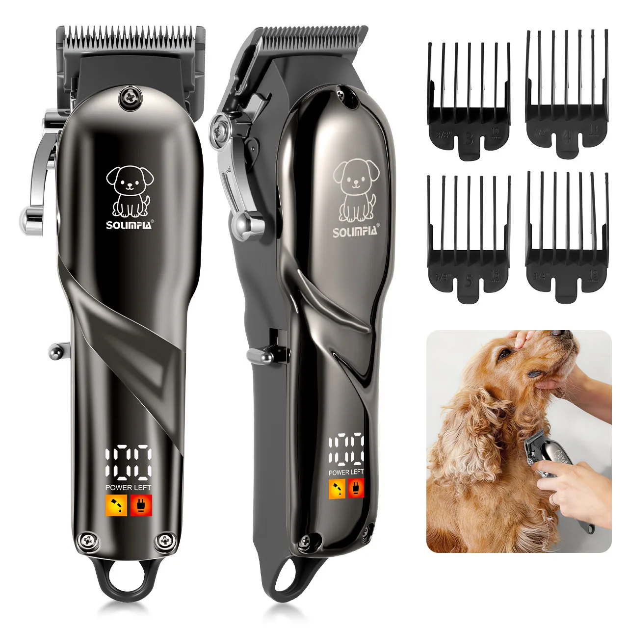 Solimpia Tierpflege-Haarschneidemaschine für Hunde und Katzen 6500 U/min Hochleistungsmotor USB-Aufladbar 180 Minuten Laufzeit Geräuscharm Image