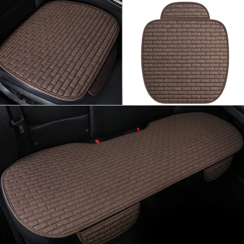 3 stücke universelle Größe atmungsaktive rutsch feste Autos itz bezug Vordersitz schutz Kissen Leinen Stoff Auto Interieur Zubehör Image