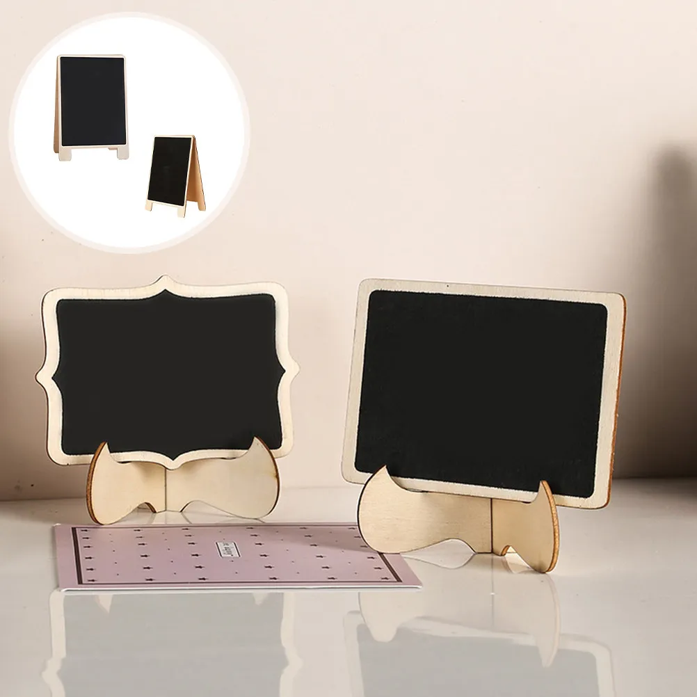 2 Stück Holztafel mit Ständer, kleine Tafel zum Graffiti-Malen, Schreiben von Notizen, leicht zu löschenende Tafel, Dekoration für Zuhause Image