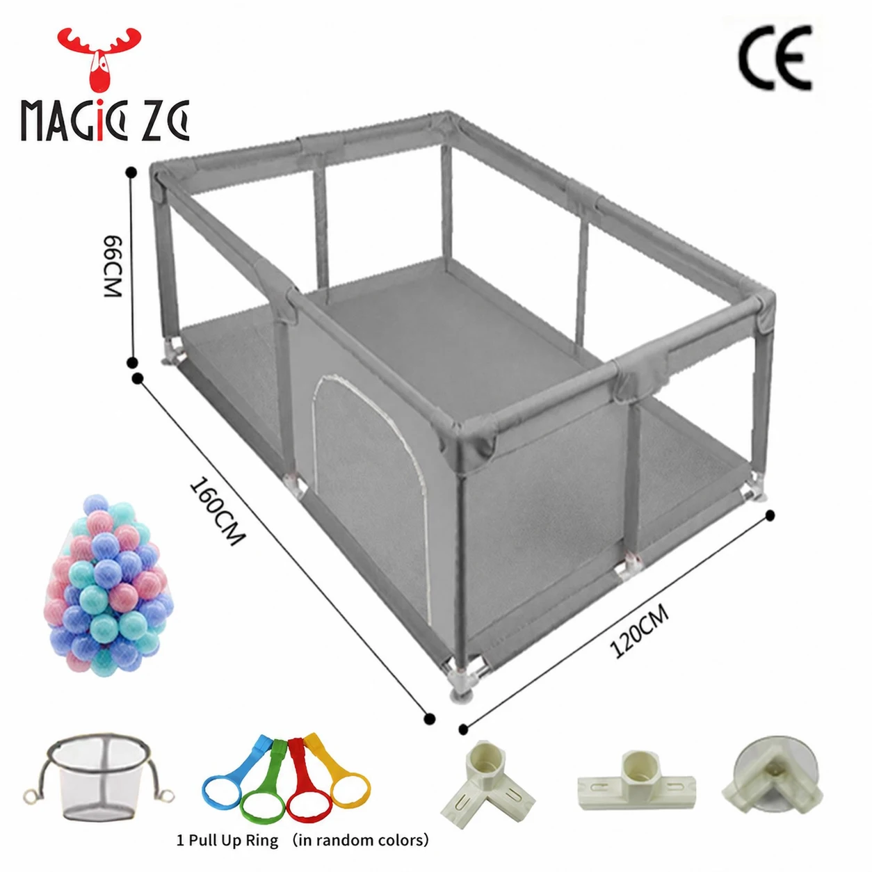 Baby-Laufgitter, Baby-Spielzaun, Kinder-Laufstall, Kleinkind-Sicherheitszaun, Krabbelzaun für Babys, Tragbarer Spielplatz, Indoor-Bällebad, Großer Mesh-Laufstall, Edelstahlrohr 66cm, Schutzgitter, Schaumstoffpolsterung, Einfache Montage Image