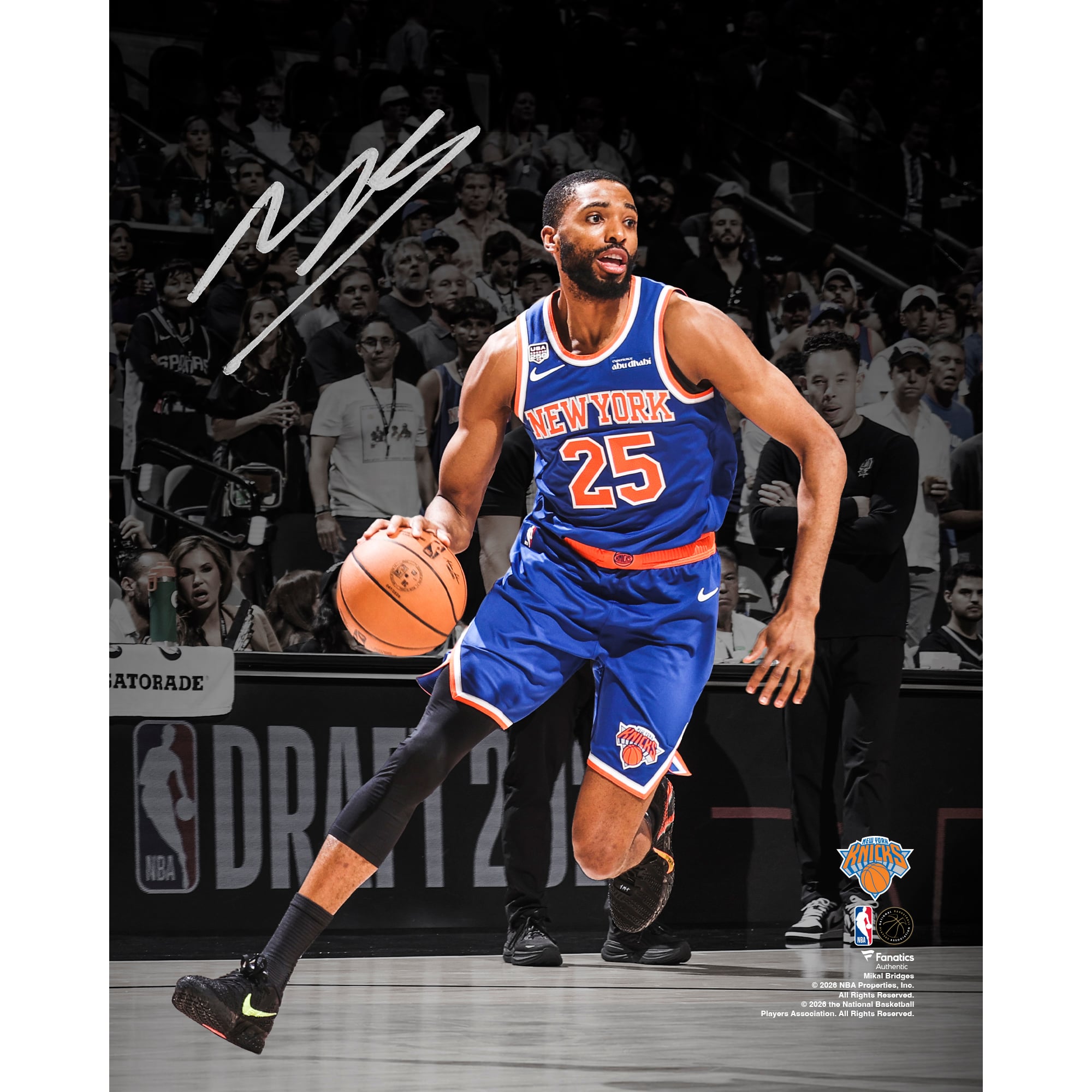 Mikal Bridges, New York Knicks, signiertes 8" x 10" Action-Foto der NBA-Finals-Champions 2026