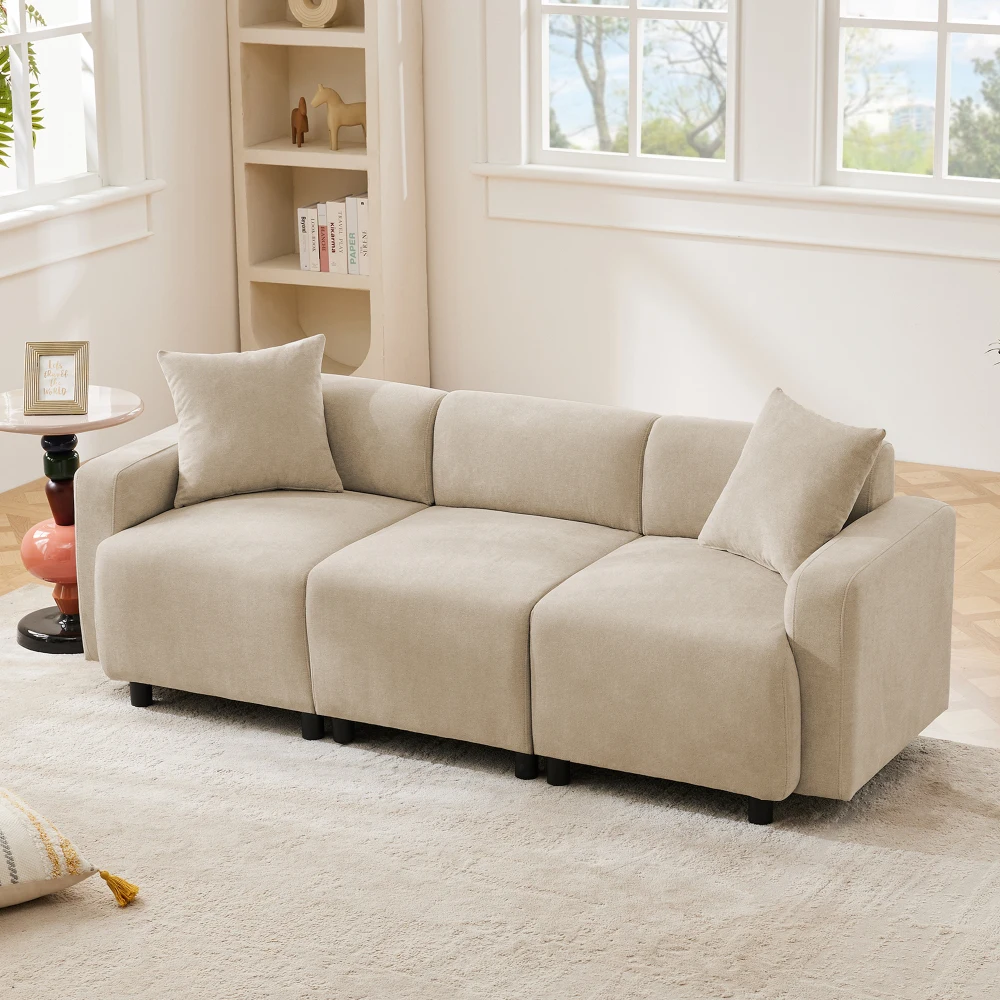Normales Sofa, modernes Design, Polstermöbel, Sofa, 3-Sitzer-Sofa, Wohnzimmersofa, Sofa mit Zierkissen
