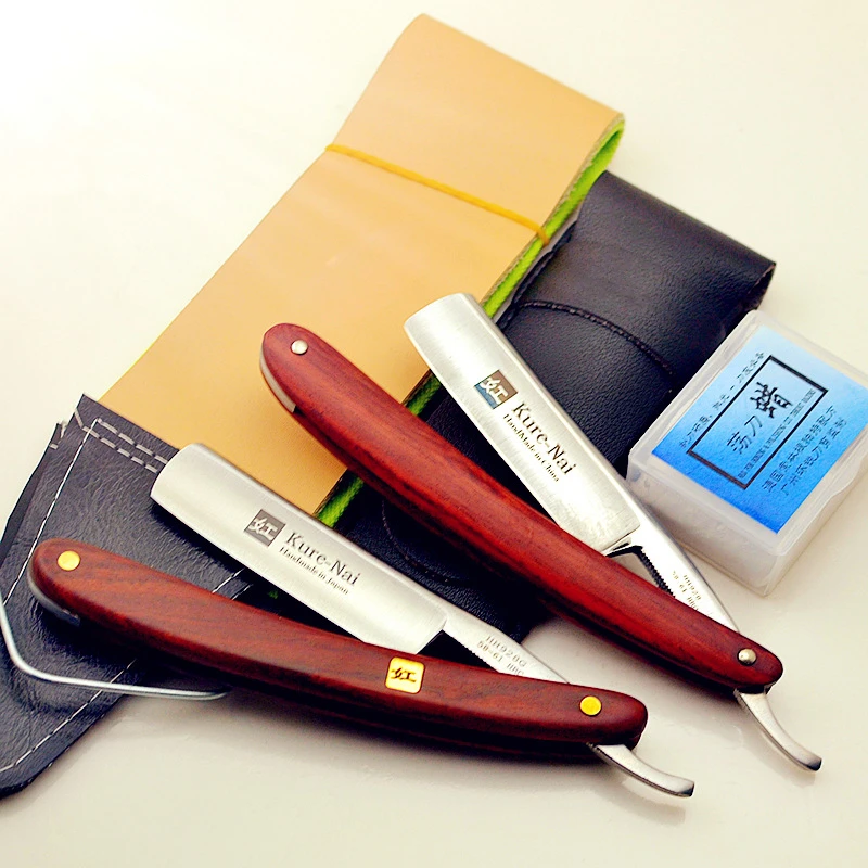 4 teile/satz S45C Carbon Stahl Gerade Razor Männer Rasieren Palisander Griff Rasierer Barber Manuelle Schaber Sharp Rasierer G1123 Image