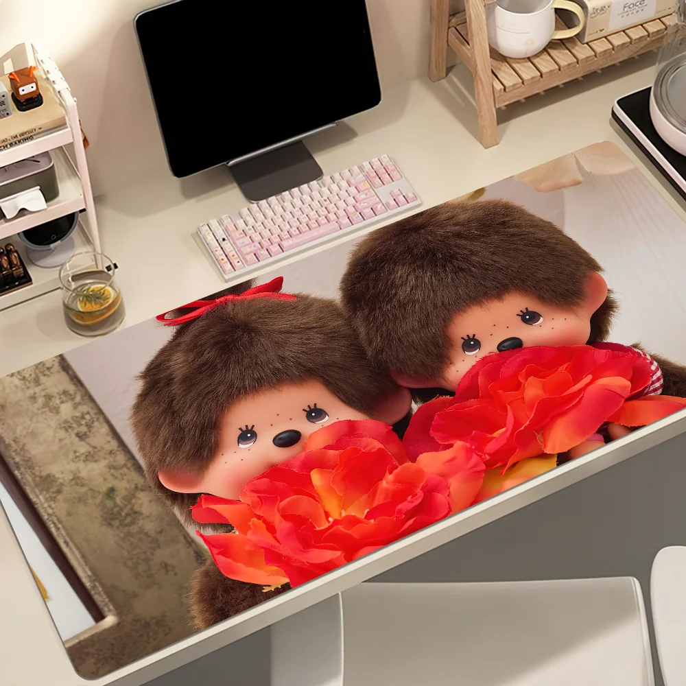 Cartoon Niedliches Japan M-Monchhichi Mauspad Rutschfestes Verdicktes Mauspad Studenten-Gaming-Kissen Großes Schreibunterlage mit Kantenverschluss für Büro Image