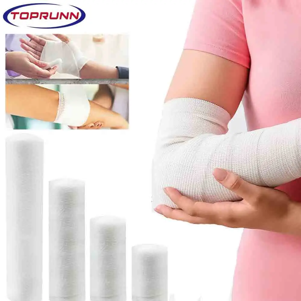 1 Rolle Premium-Gaze, dehnbare Gaze-Bandage – Superweiche gewebte Stretch-Gaze-Bandagen zur Unterstützung des primären Wundverbandes Image