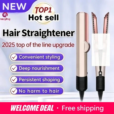 NUOYING Schnellheizendes 2-in-1 Haarstyling-Gerät, Haarglätter Kombiniert mit Haartrockner, Negative Ionen für Langanhaltende Frisuren Image