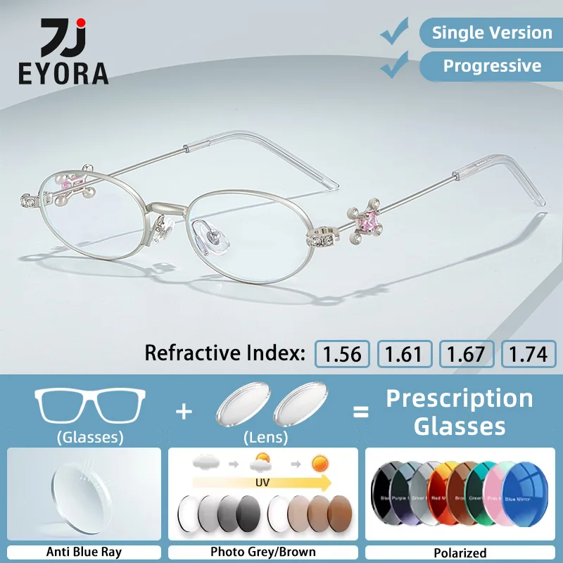 EYORA Mode Luxus Legierung Rezept Lesebrille Myopie Brillen Hyperopie Anti Blue Ray Progressive Photochrome Brillen Image