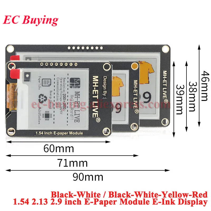 1,54'' 2,9'' 2,13'' 2,9 2,13 1,54 Zoll E-Paper-Modul E-Paper E-Ink-Display SPI Schwarz-Weiß Schwarz-Weiß-Gelb-Rot
