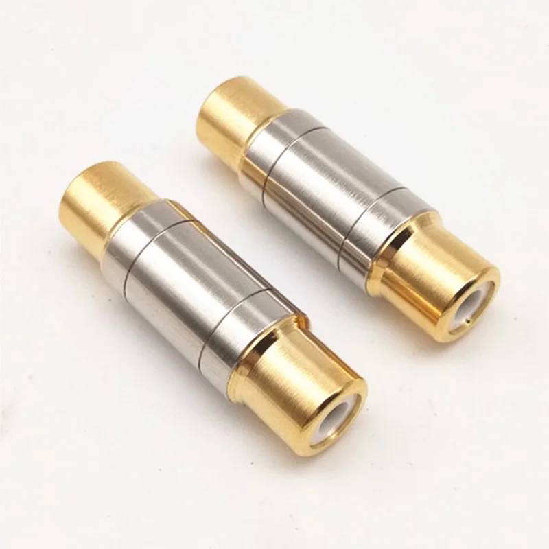 2 Stück/Set Vergoldete Lautsprecherkabel-Verlängerung Dual Buchse-zu-Buchse Gerade Adapter RCA-Steckverbinder Image