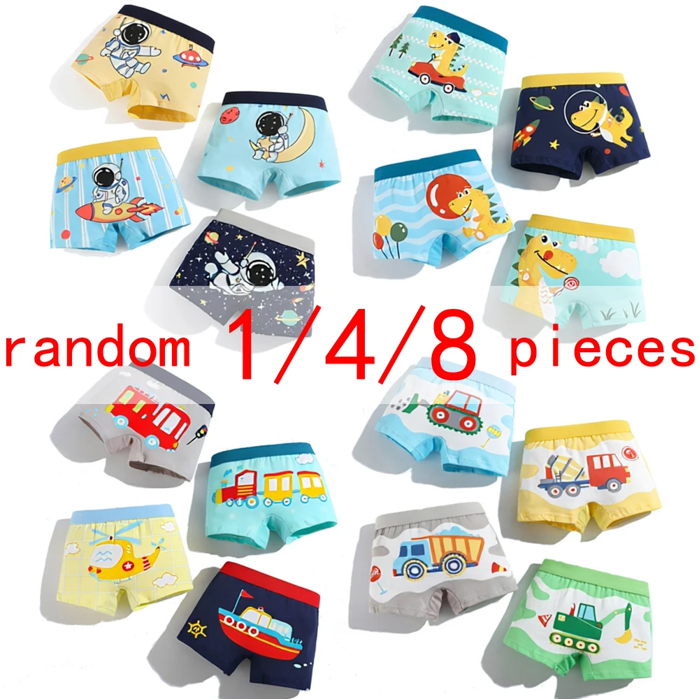 1/4/8 Stück Set Jungen Boxershorts Kinder Baumwollunterwäsche Baby Unterhosen Teenager Cartoon Dinosaurier Auto Druck Kinder Slips Image