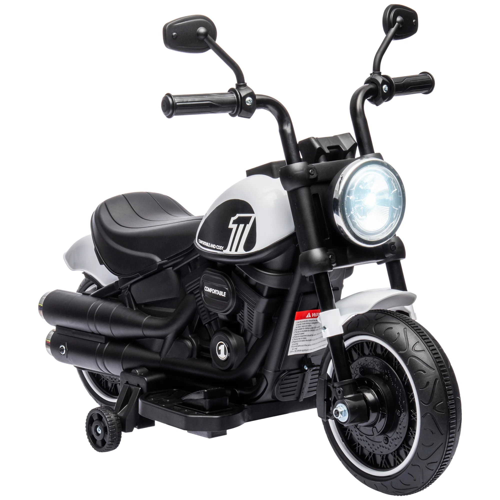 HOMCOM Moto électrique pour enfants, 3 km/h, 6V, avec phare LED, charge max. 25 kg, voiture électrique pour enfants, 2 roues d