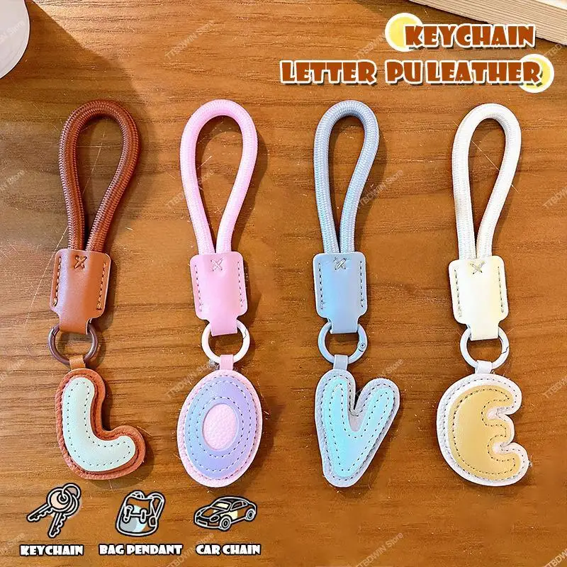 PU-Leder Schlüsselanhänger A-Z 26 Alphabet Schlüsselring Modischer Koreanischer Kawaii Auto-Taschen-Anhänger Valentinstag Lehrer-Geschenk Image