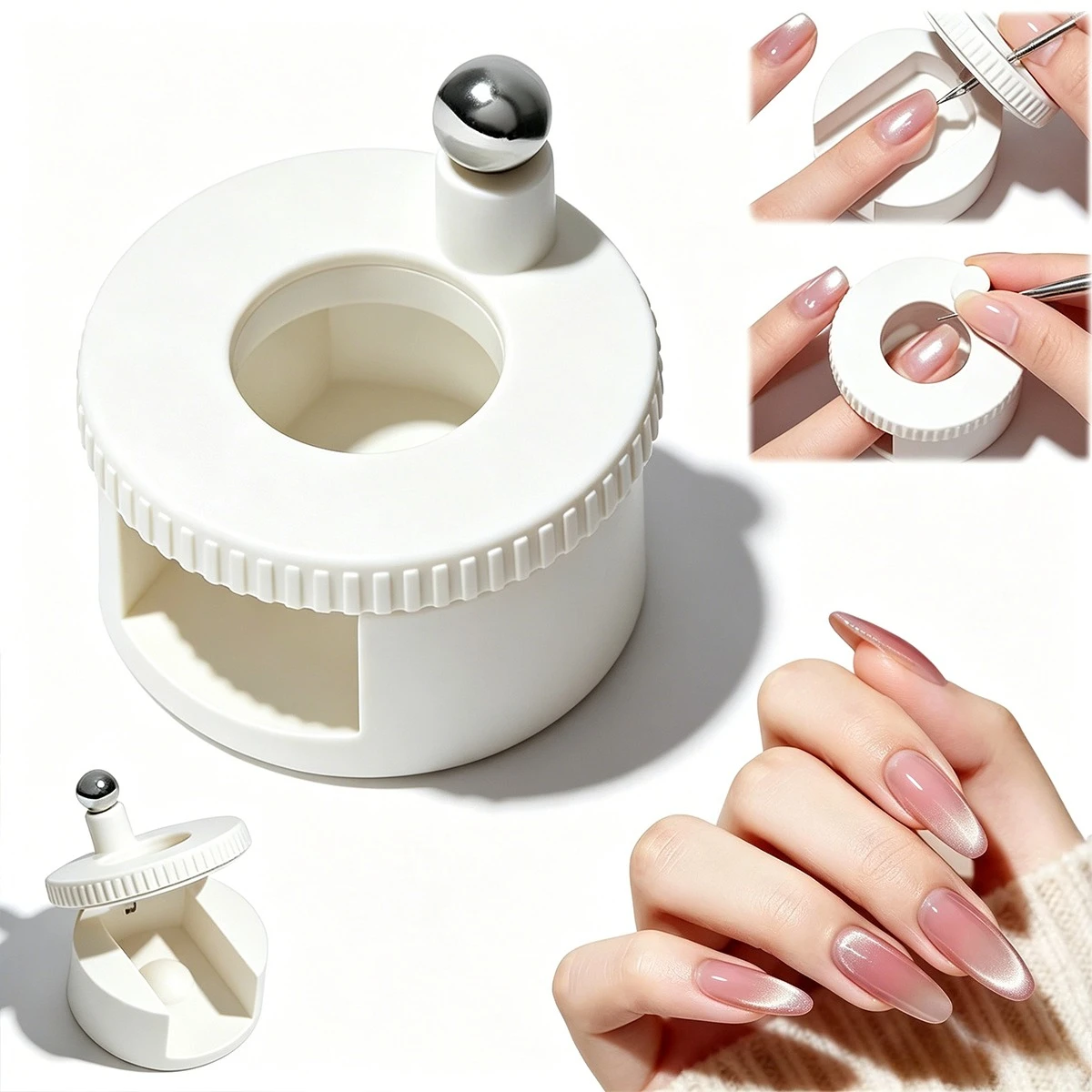 Rotierender Katzenauge-Nagelmagnet mit breitem Lichteffekt und Glasperlen-Effekt, multifunktional, stark, automatisch, für Gel-Nagellack Image