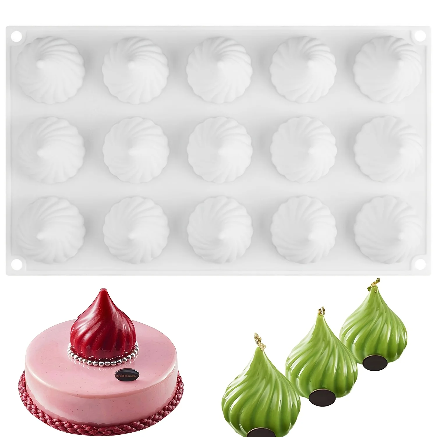 Kegelförmige Wirbelwind-Zwiebel-Silikonkuchenform für Schokoladenmousse, Pudding, Dessert, Brot, Backform, Dekoration, Schokoladenform Image