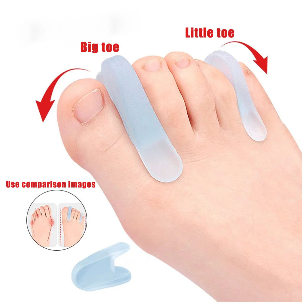Gel-Zehentrenner, geeignet für überlappende Zehen, Zehengereibung, Blasen, Hornhaut, Schuhdruck, Zehenschmerzen, ausgestelltes Design (8 Stück) Image