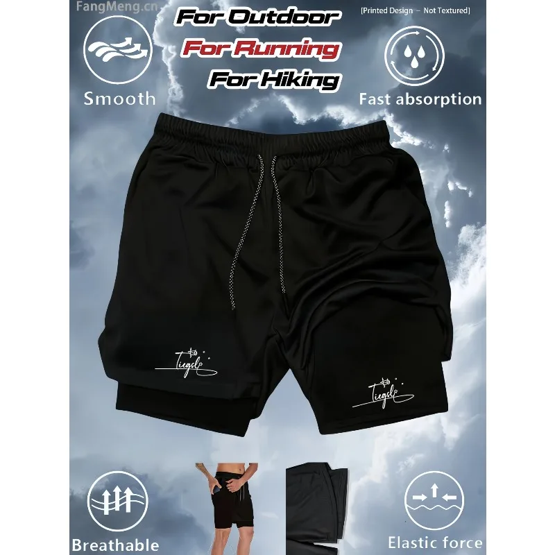 Sommer Herren Fitness-Trainingsshorts, Sommer Strand 2-in-1 Shorts, Schnelltrocknende Gym-Lauf- und Jogging-Outdoor-Sportshorts Image