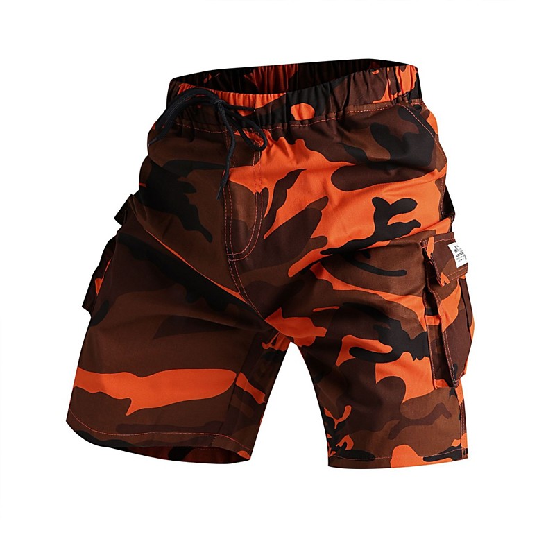 Men's Tactical Cargo Cargo Shorts Shorts Casual Shorts Hiking Shorts Elastic Waist Multi Pocket Plain Camouflage Comfort Wearable Knee Length Casual Outdoor Streetwear Fashion Streetwear Khaki