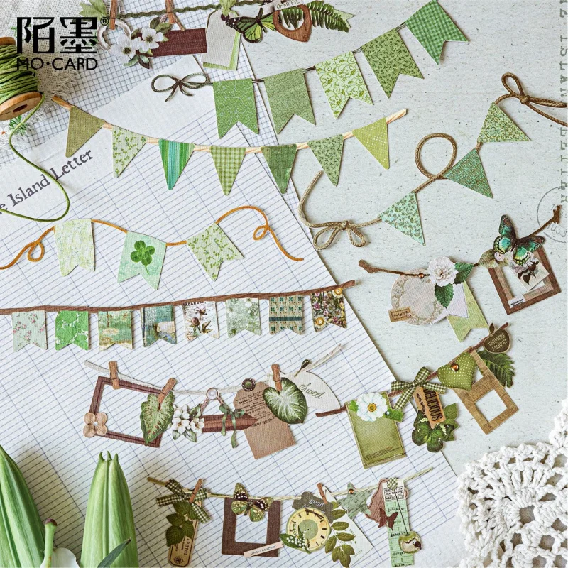 10 Stück/Packung Vintage Kraftpapier Ausgestanzte Lange Hartpapier-Aufkleber DIY Handgemachtes Album Scrapbooking Dekorative Papierbedarf Image
