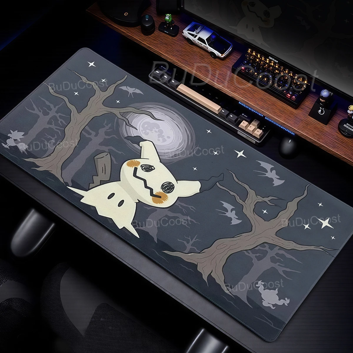 Mauspad, große Tastatur, rutschfester Gummi, Computerteppich, Schreibtischunterlage, P-Pokemons Mimikyu, Mauspad, PC-Gamer-Zubehör, Büroteppich
