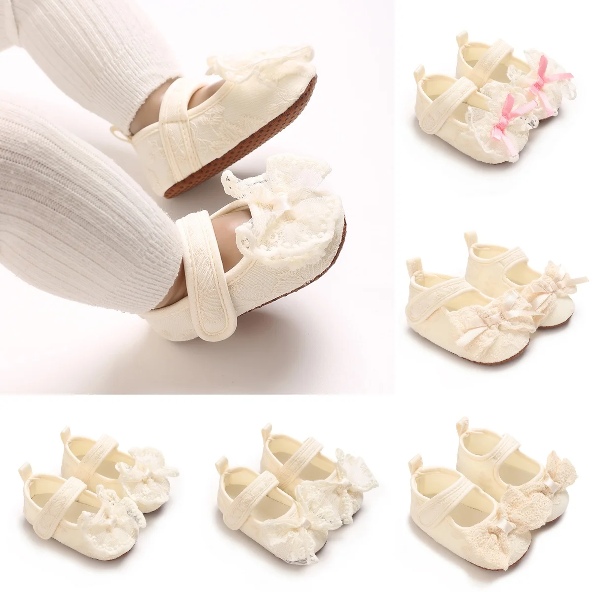 2026 Sommer Mode Neugeborenen Rosa Babyschuhe Rutschfeste Stoffsohle Mädchen Elegante Atmungsaktive Freizeit-Babyschuhe für die erste Laufphase