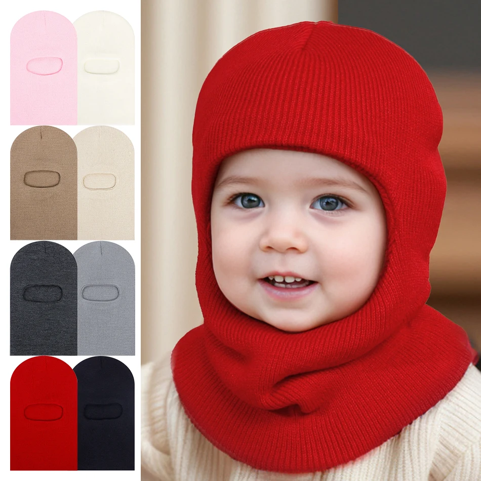 Kinder-Gesichtsmaskenmütze mit Ohrenschutz, Baby-Strickmütze, warme Mütze, Kinder-Sturmhaube, Weihnachtsgeschenk, Herbst-Winter-Pullover-Mütze für Kinder Image