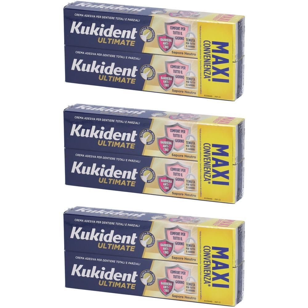 Kukident Ultimate Crema Adesiva Protesi Dentali Gusto Neutro Double Pa