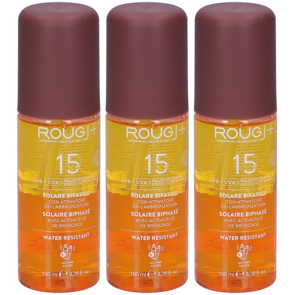 Rougj Solare Bifasico SPF15 con attivatore di melanina 3x100 ml